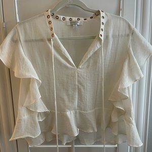 Women’s White Ruffled Blouse Size M